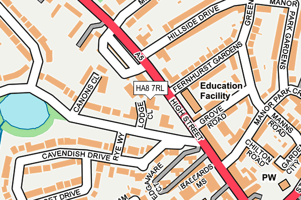 HA8 7RL map - OS OpenMap – Local (Ordnance Survey)