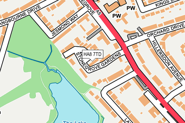 HA8 7TD map - OS OpenMap – Local (Ordnance Survey)