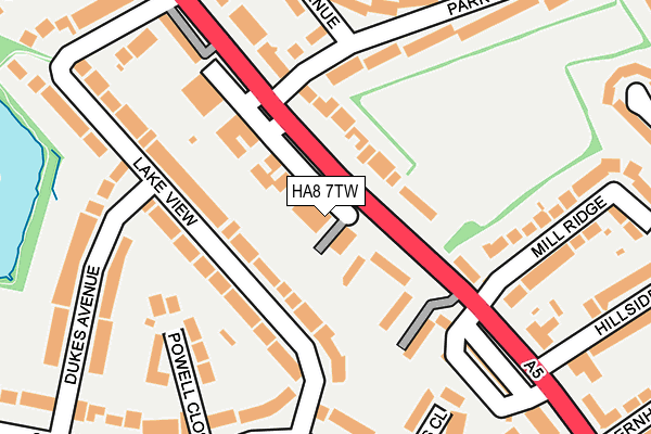 HA8 7TW map - OS OpenMap – Local (Ordnance Survey)