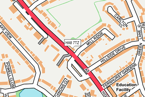 HA8 7TZ map - OS OpenMap – Local (Ordnance Survey)