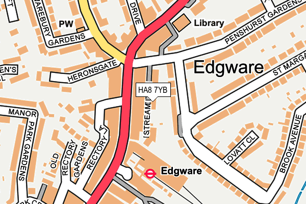 HA8 7YB map - OS OpenMap – Local (Ordnance Survey)