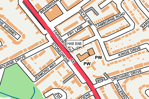 HA8 8AB map - OS OpenMap – Local (Ordnance Survey)