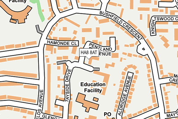 HA8 8AT map - OS OpenMap – Local (Ordnance Survey)