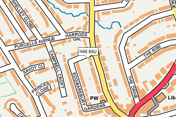 HA8 8AU map - OS OpenMap – Local (Ordnance Survey)