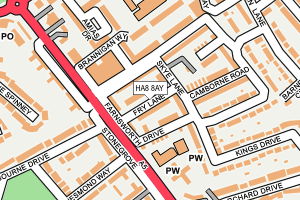HA8 8AY map - OS OpenMap – Local (Ordnance Survey)