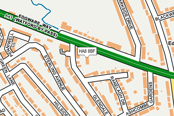 HA8 8BF map - OS OpenMap – Local (Ordnance Survey)