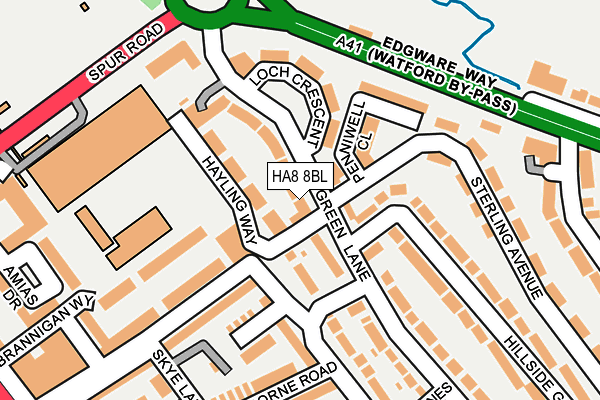 HA8 8BL map - OS OpenMap – Local (Ordnance Survey)