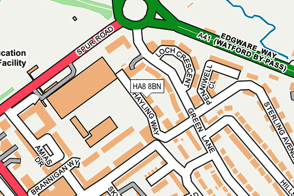 HA8 8BN map - OS OpenMap – Local (Ordnance Survey)