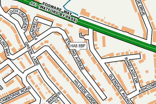 HA8 8BP map - OS OpenMap – Local (Ordnance Survey)