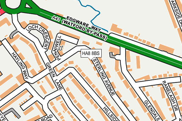 HA8 8BS map - OS OpenMap – Local (Ordnance Survey)