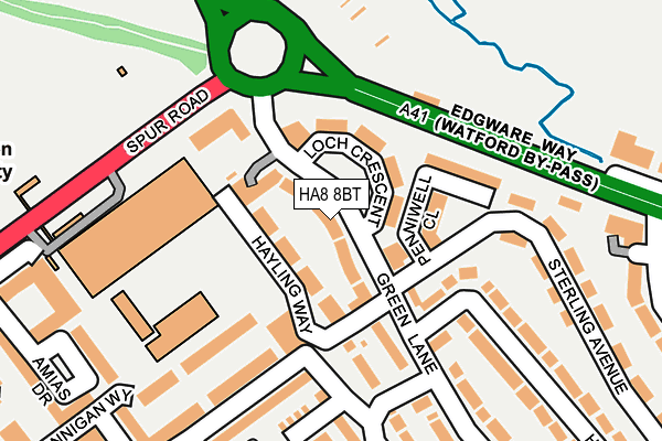 HA8 8BT map - OS OpenMap – Local (Ordnance Survey)