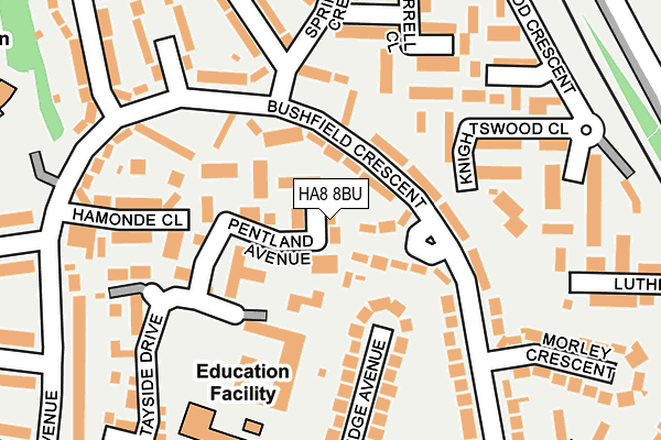 HA8 8BU map - OS OpenMap – Local (Ordnance Survey)