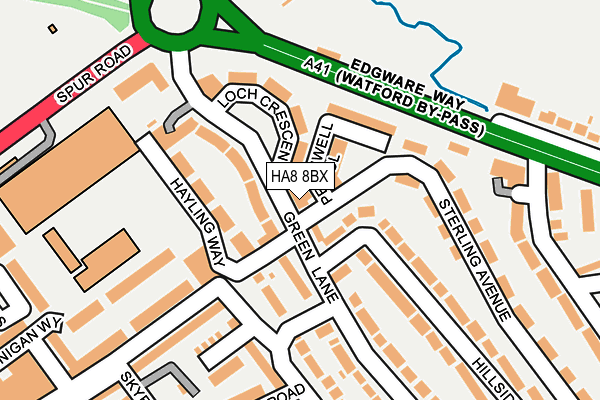 HA8 8BX map - OS OpenMap – Local (Ordnance Survey)