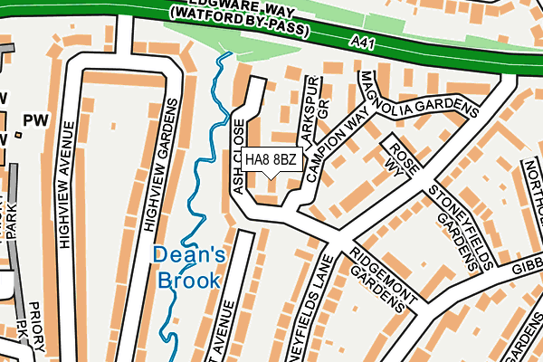 HA8 8BZ map - OS OpenMap – Local (Ordnance Survey)