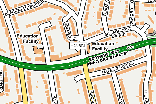 HA8 8DJ map - OS OpenMap – Local (Ordnance Survey)