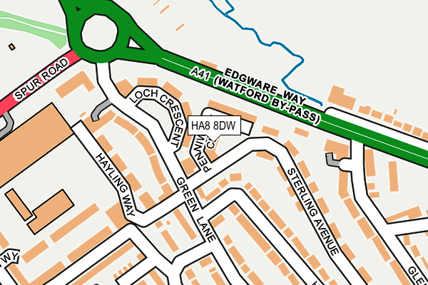 HA8 8DW map - OS OpenMap – Local (Ordnance Survey)