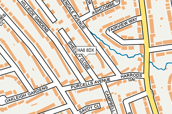 HA8 8DX map - OS OpenMap – Local (Ordnance Survey)