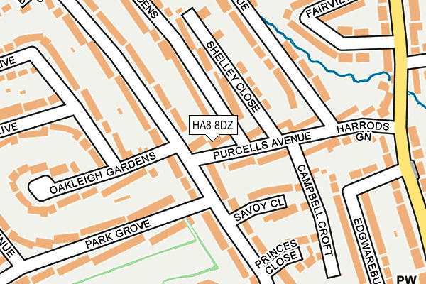 HA8 8DZ map - OS OpenMap – Local (Ordnance Survey)