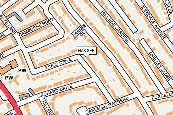 HA8 8EE map - OS OpenMap – Local (Ordnance Survey)
