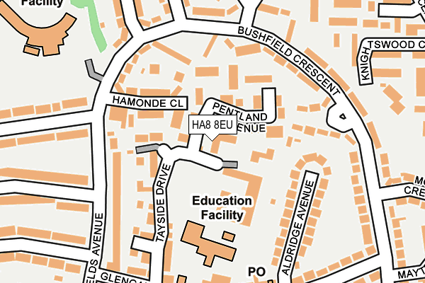 HA8 8EU map - OS OpenMap – Local (Ordnance Survey)