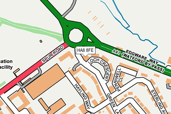HA8 8FE map - OS OpenMap – Local (Ordnance Survey)
