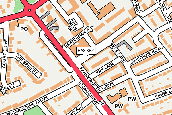 HA8 8FZ map - OS OpenMap – Local (Ordnance Survey)