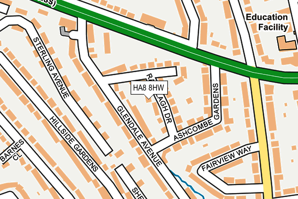 HA8 8HW map - OS OpenMap – Local (Ordnance Survey)