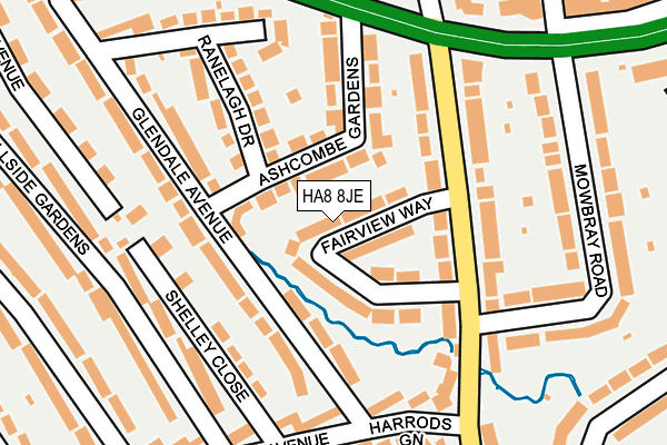 HA8 8JE map - OS OpenMap – Local (Ordnance Survey)