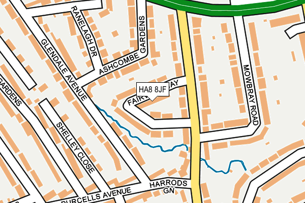 HA8 8JF map - OS OpenMap – Local (Ordnance Survey)