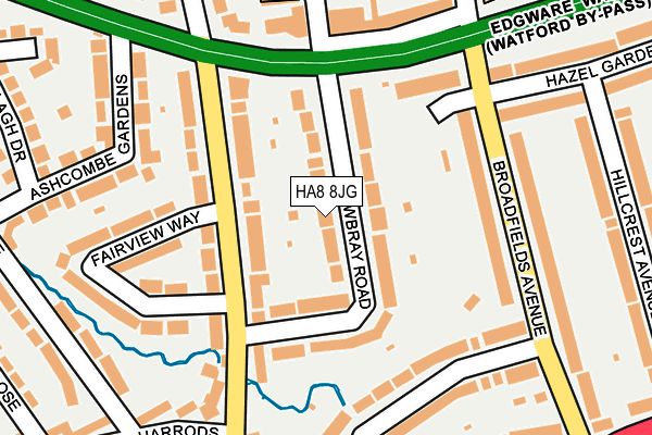 HA8 8JG map - OS OpenMap – Local (Ordnance Survey)