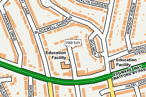 HA8 8JH map - OS OpenMap – Local (Ordnance Survey)