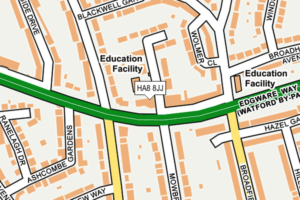 HA8 8JJ map - OS OpenMap – Local (Ordnance Survey)