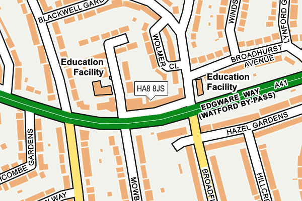 HA8 8JS map - OS OpenMap – Local (Ordnance Survey)