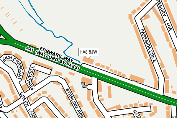 HA8 8JW map - OS OpenMap – Local (Ordnance Survey)