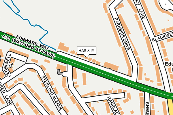 HA8 8JY map - OS OpenMap – Local (Ordnance Survey)