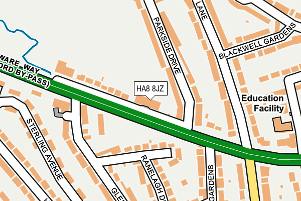 HA8 8JZ map - OS OpenMap – Local (Ordnance Survey)
