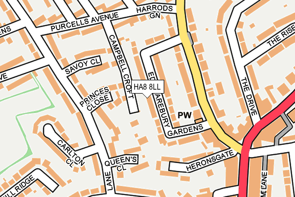 HA8 8LL map - OS OpenMap – Local (Ordnance Survey)