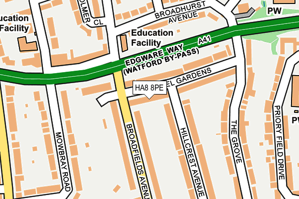 HA8 8PE map - OS OpenMap – Local (Ordnance Survey)