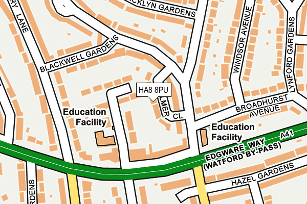 HA8 8PU map - OS OpenMap – Local (Ordnance Survey)