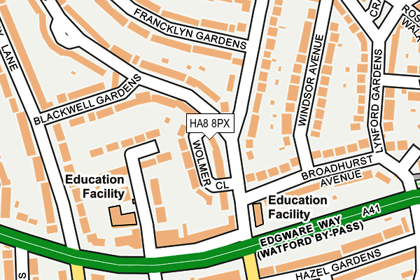 HA8 8PX map - OS OpenMap – Local (Ordnance Survey)