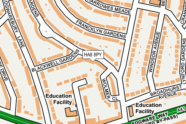 HA8 8PY map - OS OpenMap – Local (Ordnance Survey)