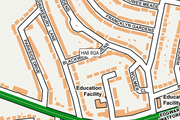 HA8 8QA map - OS OpenMap – Local (Ordnance Survey)