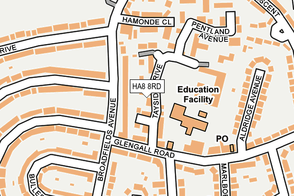 HA8 8RD map - OS OpenMap – Local (Ordnance Survey)