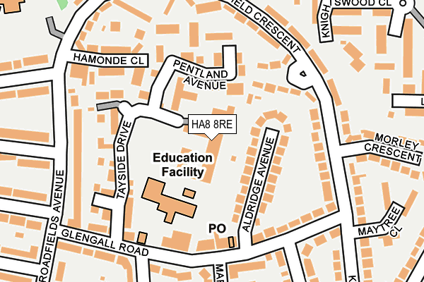 HA8 8RE map - OS OpenMap – Local (Ordnance Survey)