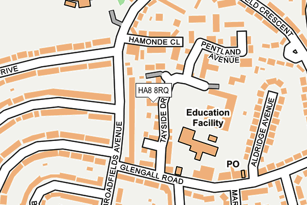 HA8 8RQ map - OS OpenMap – Local (Ordnance Survey)