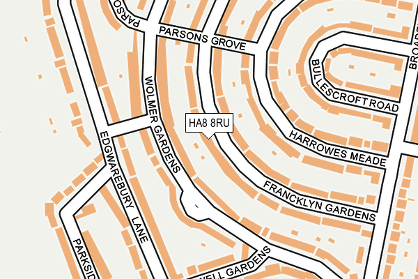 HA8 8RU map - OS OpenMap – Local (Ordnance Survey)