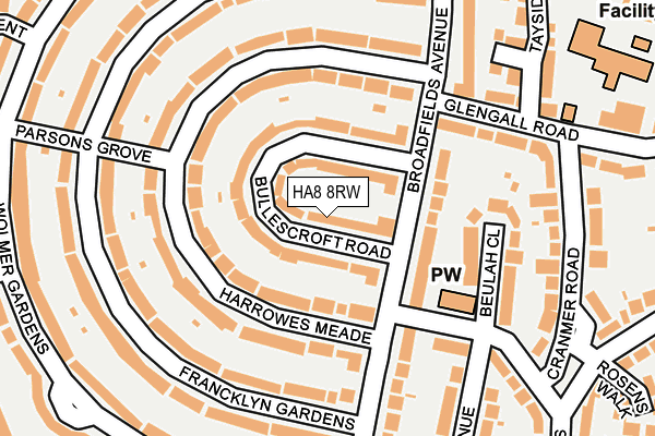 HA8 8RW map - OS OpenMap – Local (Ordnance Survey)