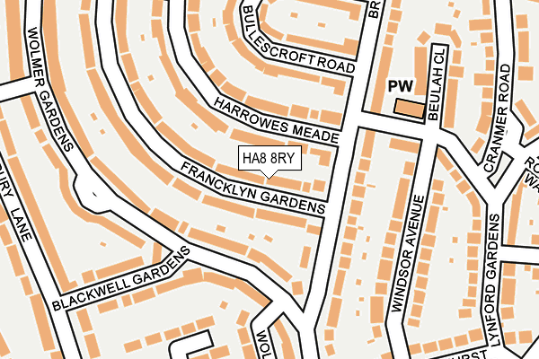 HA8 8RY map - OS OpenMap – Local (Ordnance Survey)