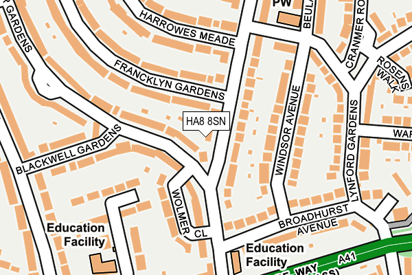 HA8 8SN map - OS OpenMap – Local (Ordnance Survey)