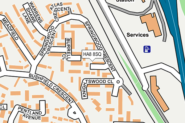 HA8 8SQ map - OS OpenMap – Local (Ordnance Survey)